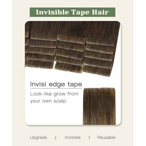 SURNEL Injected Invisible Tape in Hair Extensions Human Hair 20 Inch #4 Chocolate Brown Seamless Tape ins 20 Pcs 45g(#4,20)