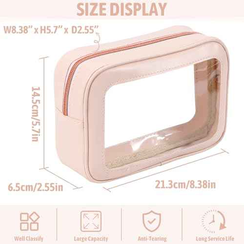 3Pack Clear Toiletry Bag,TSA Approved Travel Makeup Pouch with Zipper for Cosmetics and Toiletries£¬Diaper Bag Organizer Pouch Set£¬Women's Purse Organizer and Clear Car Bag