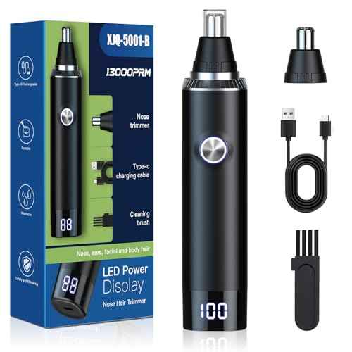 Ear and Nose Hair Trimmer for Men, 2025 Professional Painless USB Rechargeable Eyebrow & Facial Hair Trimmer, 13,000 RPM Precision Tool with Powerful Motor and Dual-Edge Blades, IPX7 Waterproof