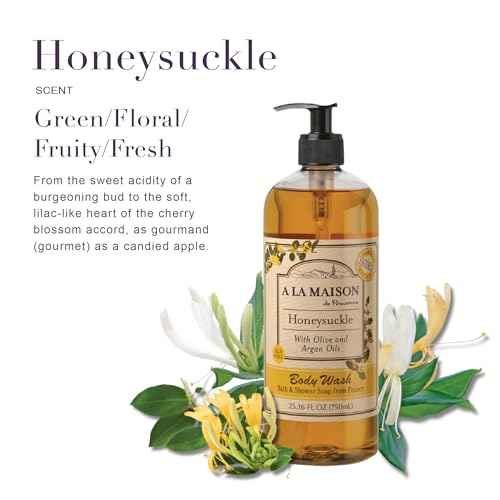 A LA MAISON Hydrating Body Wash Honeysuckle, Uses: Body, Essential Oils, Plant Based, Vegan, Cruelty-Free, Alcohol & Paraben Free (25.36 oz, 2 Pack)