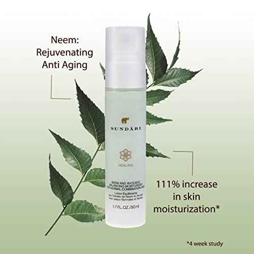 SUNDARI Neem and Avocado Balancing Moisturizer ? 1.7 Fl Oz, Hydrating Face Cream with Neem, Smoother Texture, Healthier Skin, All Natural Botanicals