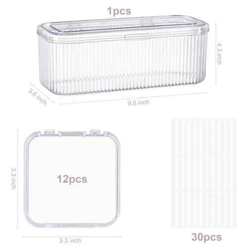 Press On Nail Orgnizer 12pcs 3.3inch Clear nail storage box and 1 large storage box for Press On Nail Packaging and fake Nail Storage Nail Display with double sided tape.