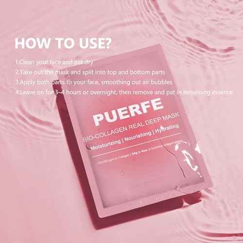 4 Pack Bio-Collagen Face Mask, Deep Hydrating Overnight Hydrogel Mask, Women's Skincare Facial Treatments & Masks, Pore Minimizing, Elasticity Improvement