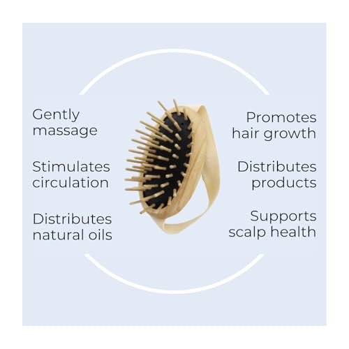 TEK ? Scalp Massage Brush with Strap in Ash Wood Handmade in Italy ? Stimulates Hair Growth, Ideal for Shampoo and Anti-Hair Loss Lotions ? 8.5 x 5 cm ? Vegan and Sustainable