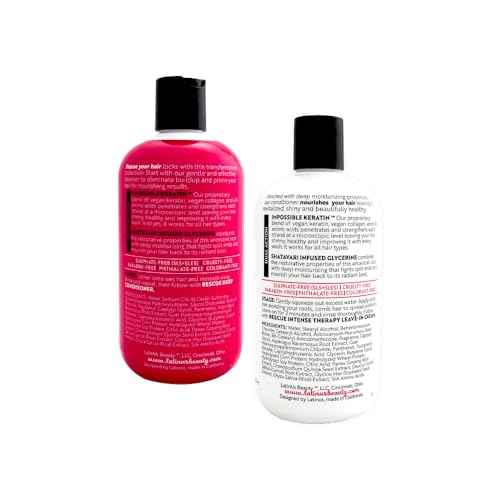 LATINUS BEAUTY RESCUE Impossible Keratin Anti-Frizz Shampoo and Conditioner Set for Dry, Damaged Hair (12 oz each)