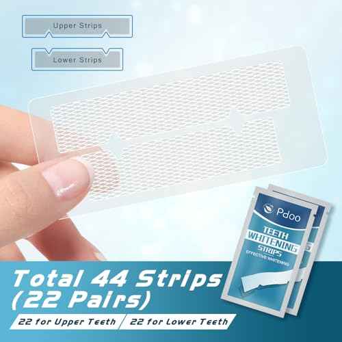 Teeth Whitening Strip 22 Treatments - Whitening Strips for Sensitive People, Fast Remove Smoking, Coffee, Wine Stains, Teeth Brightening Kit Pack of 44 Non-Slip Strips