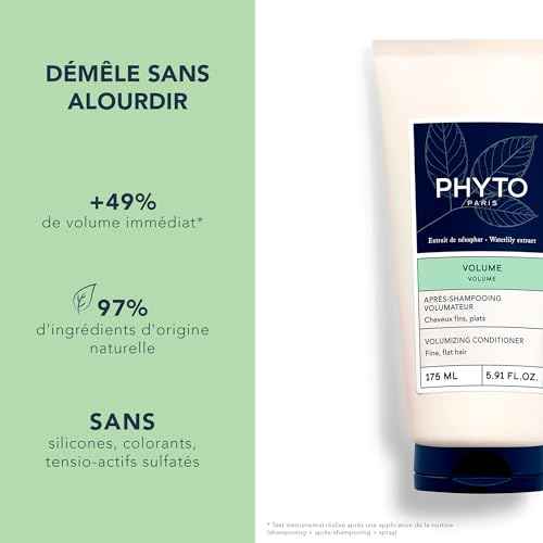 PHYTO VOLUME Volumizing Conditioner, For Fine Hair, Thin Hair, Silicone Free, 5.91 fl. oz.