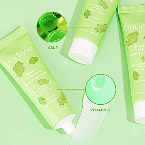 p?rlisse Kale + Vitamin K Hydrating Face Moisturizer - Face Moisturizer for Detoxifying & Pore Tightening - Packed with Antioxidants for Smooth, Radiant & Youthful Skin (1.7 Fl oz)