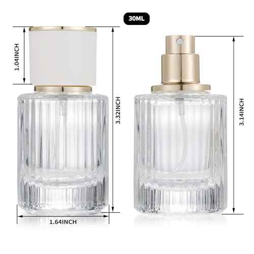 2 Pack 30ml 50ml Empty Perfume Spray Bottles, Refillable Fine Mist Atomizer Portable Travel Cologne Atomizers Fragrance Containers Sprayer for Perfume(50ML White cap and 30ML White cap)