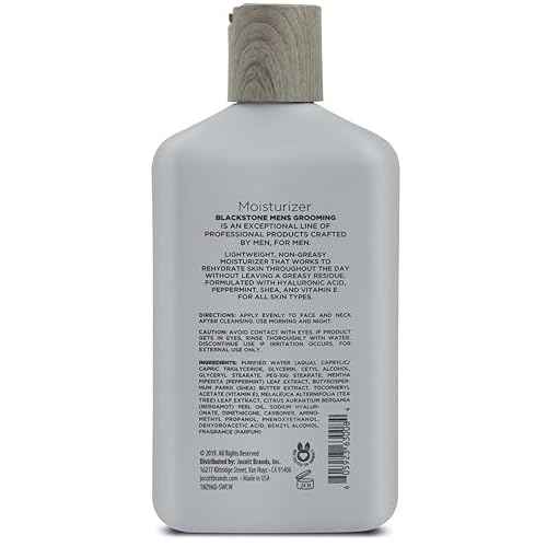 Blackstone Men's Grooming Refresh Facial Moisturizer with Vitamin E, Peppermint & Hyaluronic Acid - Lightweight & Non-Greasy | Restores Dry Skin | Paraben & Cruelty Free | Sandalwood (8 oz, 2 Pack)