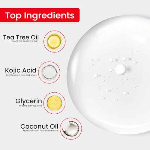Kojie San Skin Brightening Soap - Original Kojic Acid Soap that Reduces Dark Spots, Hyperpigmentation, & Scars with Coconut & Tea Tree Oil - 135g x 3 Bars