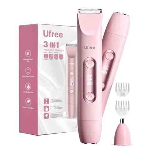 Ufree Bikini Trimmer Electric Razors for Women Dual Head, Pubic Body Hair Trimmer Electric Shaver for Face, Legs, Arm, Rechargeable Lady Shaver Waterproof, Summer Grooming Kit, Gifts for Her