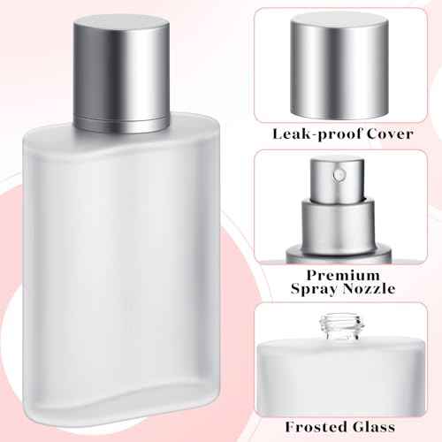 Tessco for you 12 Pcs 50ml / 1.7 Ounces Frosted Glass Bottle Perfume Atomizer Refillable Spray Empty Perfume Dispenser Fine Mist Atomizer Cosmetic Container for Travel Men Women(Silver Gray)