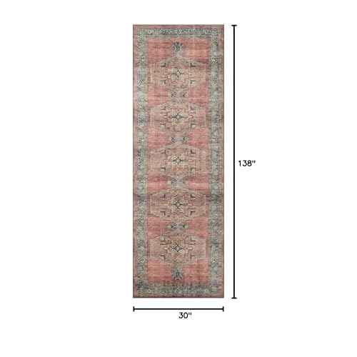 Loloi Heidi Collection HEI-05 Spice/Aqua 2'-6" x 11'-6" Runner Rug