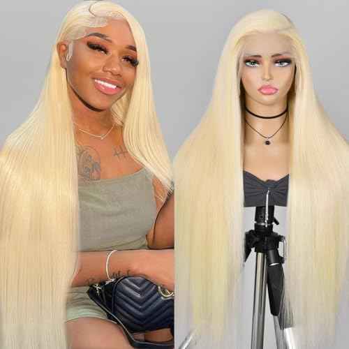 613 13x6 Lace Front Wig Human Hair 180 Density Blonde Wig Human Hair 613 13x6 Straight Lace Frontal Wig Human Hair Pre Plucked for Women 28 Inch