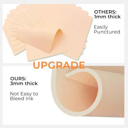 3mm Tattoo Practice Skins - 15-Pack Professional Thick Silicone Sheets (5.6"x7.5") - Realistic Tattoo Skin for Training, Perfect for Beginners & Artists - Durable Fake Skin for Machine Practice