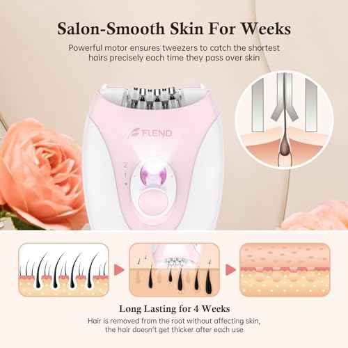 Epilator, Epilators Hair Removal for Women - 2-Speed Epilator with Massage Pad, Rechargeable LED Hair Removal Device for Face/Bikini/Arms/Legs/