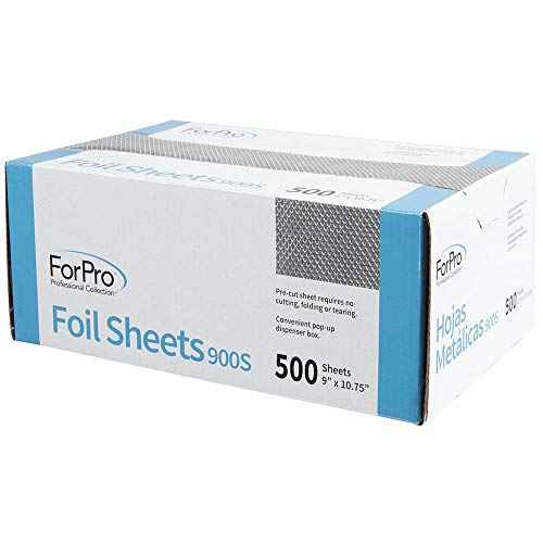 ForPro Professional Collection Embossed Foil Sheets 900S, Aluminum Foil, Pop-Up Dispenser, for Hair Color Application and Highlighting, Food Safe, 9¡± W x 10.75¡± L, 500-Count (Pack of 6)