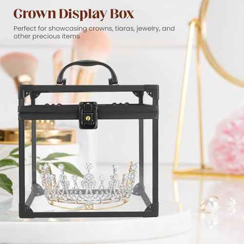 Crown Box 7.9 x 6.7 x 7.5inch, Clear Makeup Case,Cosmetic Organizer, Large Capacity Transparent Acrylic Artists Display Case for Vanity,Bathroom Counter or Dresser