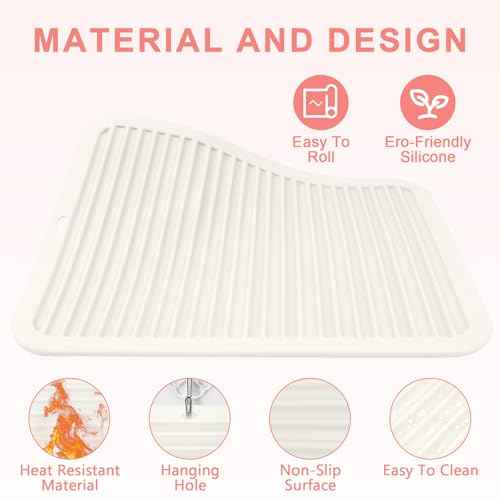 AMIJEAL Oversize Silicone Heat Resistant Mat for Hair Tools, Curling Iron Flat Iron Hair Straightener Holder Mat, Portable Hot Tools Sleeve Pad for Travel Vanity Salon(14.2" x 11.0")