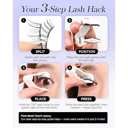 BEYELIAN Portable Magnetic Eyelashes with Applicator, Upgrade Soft Magnetic Lashes No Glue Needed Magnetic Eyelashes Natural Look, Reusable, Fales Eyelashes for Eye YT25 (All-In-One & Comfortable)