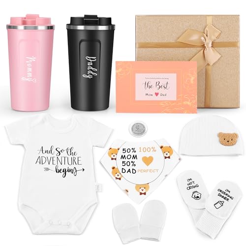 New Mom Gifts for Women, Best Gender Reveal Ideas Gift Set for New Parents, Pregnancy Gifts Basket for First Time Mom & Dad Expecting Parents to Be Baby Shower Newborn Baby Girl or Boy (Deluxe)
