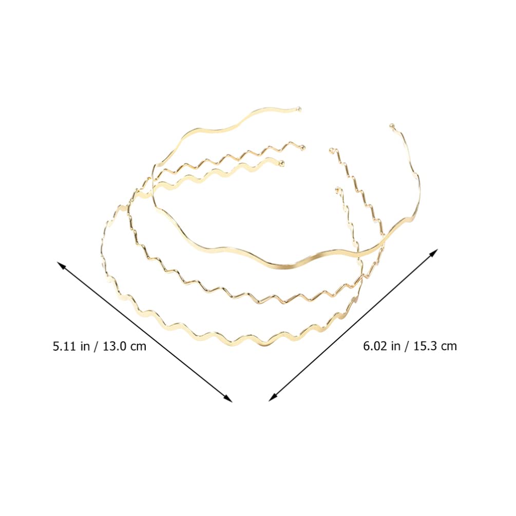 Uonlytech Metal Wavy Hair Bands and Headbands Set - 3pcs Gold Hair Hoops for Women, Girls and Sports