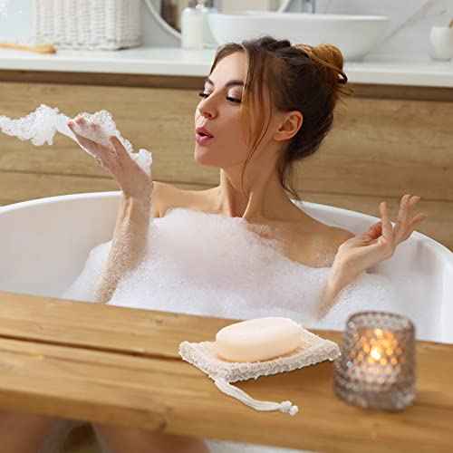 Rtteri 360 Pcs Soap Exfoliating Bag, Natural Sisal Soap Pouch Saver Body Shower Bar Mesh Body Net with Drawstring for Foaming and Drying