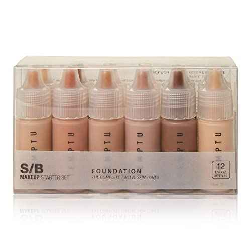 TEMPTU S/B Silicone-Based Airbrush Foundation: Professional Long-Wear Liquid Makeup, Sheer To Full Coverage For A Hydrated, Healthy-Looking Glow & Luminous, Dewy Finish On All Skin Types, 12 Bottles: Starter Set, 0.25 Fl Oz
