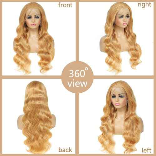 Honey Blonde 13x6 HD Lace Front Wigs Human Hair Honey Blonde Wig Human Hair 200% Density Honey Blonde Body Wave Wigs Human Hair 27# Colored 22 Inch