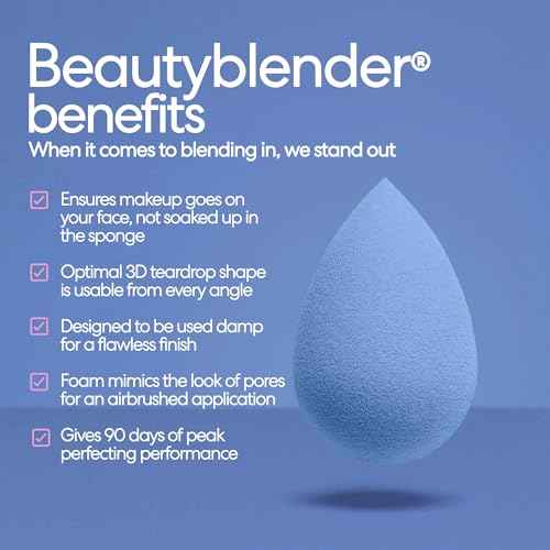 Beautyblender¢ç |Denim Limited Edition Beauty Blender Sponge, Super-Soft Foam Easily Blends Foundations, Powders & Creams, Made in USA, Reusable, Washable, Streak Free Application, Vegan, Cruelty Free