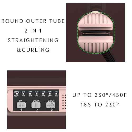 AINA Hair Straightener Comb, Flat Iron with Comb | Titanium Iron 450F | Dual Voltage Hair Straightening | Curling 2 in1 | Resolve Tangled | frizz Free (Babe Pink)