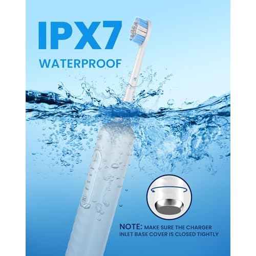 Electric Toothbrush with Water flosser, 3 in 1 Teeth Cleaning Kit with 7 Modes, Electric Toothbrush and flosser Combofor Adults, Water Flosser Portable for Travel and Home (White)