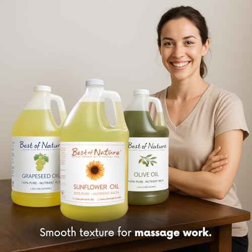 Best of Nature 100% Pure Sunflower Massage Oil, Lightweight Deep Moisturizing Unscented Oil for Skin, Body & Massage, Nourishing Hydration for Hair & Face, Half Gallon (64 fl oz)