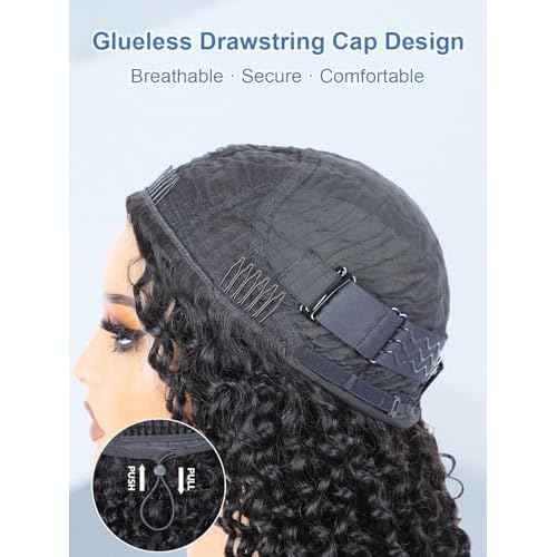 Kinky Curly Half Wig Human Hair 3-in-1 Flip Over, Headband & Drawstring Half Wigs for Black Women, 20 Inch, Seamless Glueless Wear & Go, Beginner Friendly, 180% Density Natural Curly Volume