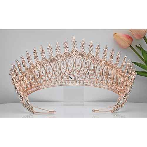 QXMYOO Tall Wedding Tiaras for Bride Large Queen Crowns 5A Cubic Zirconia Princess CZ Bridal Headband for Bride Party Big Pageant Crown for Women Huge Crystal Headpiece Bridal Hair Accessories