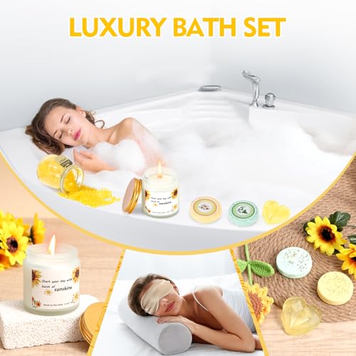 Self Care Gifts for Women, Sunflower Get Well Soon Gift for Women Recovery After Surgery Care Package, Birthday Gifts Spa Gift Baskets Inspirational Gifts for Mom Sister Best Friends