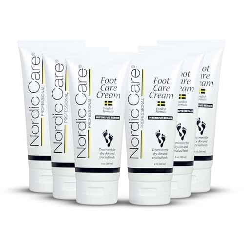 Nordic Care Foot Care Cream - Repairs and Hydrates Dry and Cracked Heels, 10% Urea Cream Treats Severely Dry Feet, Cracked Heels & Callus Removal, Hypoallergenic & Lanolin-free | 6 Oz (Pack of 6)