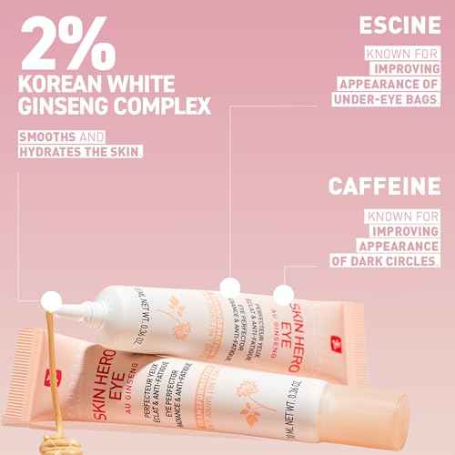 Erborian Skin Hero Eye Cream Perfector, De-Puffs, Hydrates & Blurs Appearance of Fine Lines & Wrinkes for Radiant, Smooth Skin, Korean Skincare