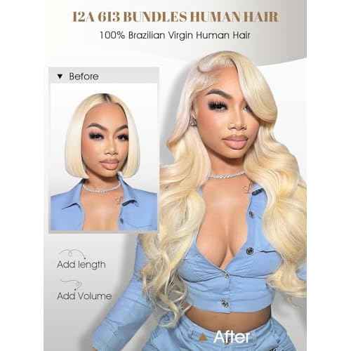 613 Blonde Body Wave Bundles Human Hair 30 Inch 613 Bundle 100% Unprocessed 12A Grade Brazilian Virgin Hair Bundles 1 Single Bundle Human Hair 613 Blonde Bundle