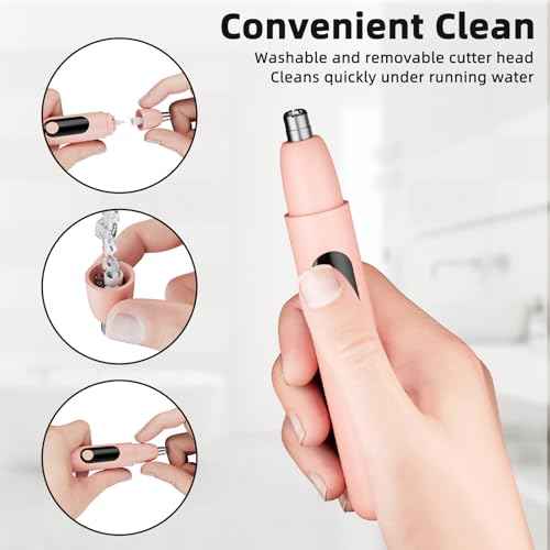 Nose Hair Trimmer Rechargeable Cordless Painless Ear and Eyebrow Trimming Tool-Dual Edge Easy Cleansing for Man Woman (Pink)