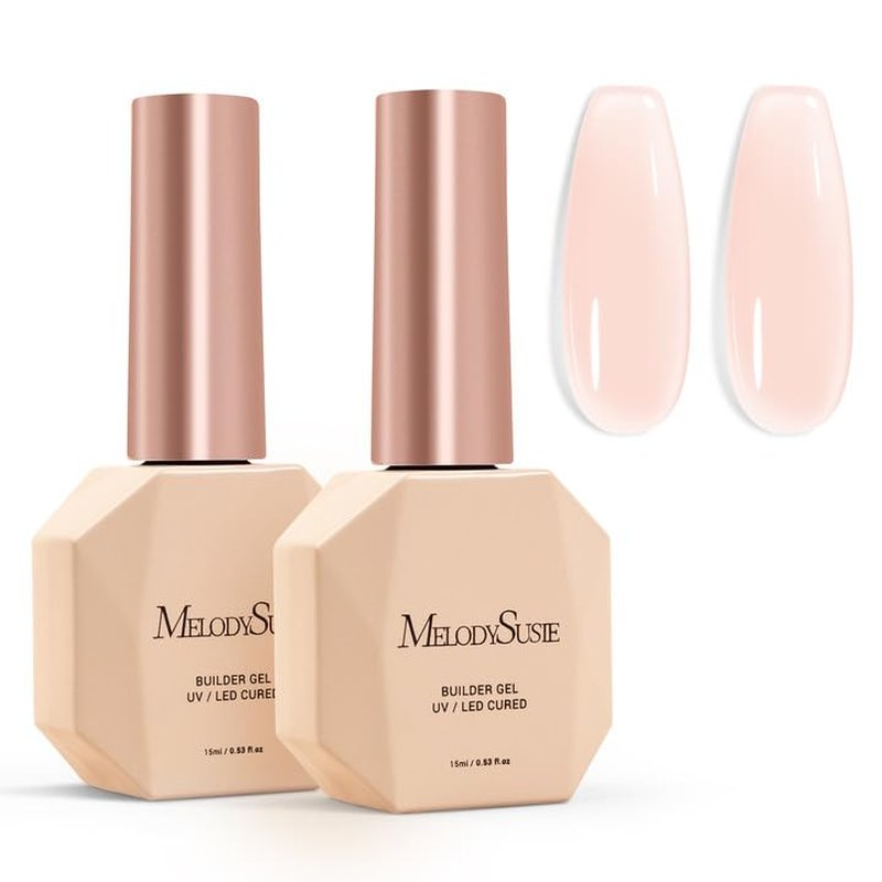 MelodySusie 2PCS 15ML Nude Builder Nail Base Gel - Thickening Soak Off UV Extension Gel for DIY Nail Art