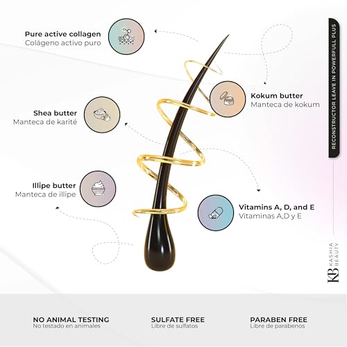 Kashia Beauty Reconstructor Leave-In Powerfull Plus 10.1 oz ? Plant-Based Collagen Hair Treatment ? Anti-Frizz UV Protection ? Deep Hydration with Shea Kokum & Illipe Butters