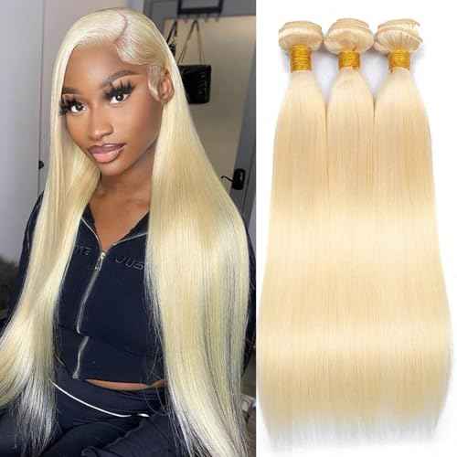 613 Bundles Straight Blonde Bundles Human Hair 12A Brazilian Virgin 613 Straight Human Hair Bundle 16 18 20 Inch Quick Weave 3 Bundle