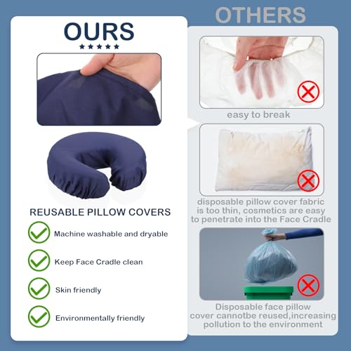 24 Pcs Face Cradle Covers for Massage Table Microfiber Reusable Soft Thicker Massage Table Head Rest Covers Bulk Oil Proof Headrest Cradle Sheets for Spa Beauty Salons (Navy Blue)