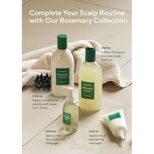 AROMATICA Rosemary Scalp Strengthening Enhancer Duo Set - Scalp Serum for Hair Growth & Itchy Scalp Treatment with Rosemary Oil | Dandruff Treatment and Oily Scalp Moisturizer, Scalp Treatment Set
