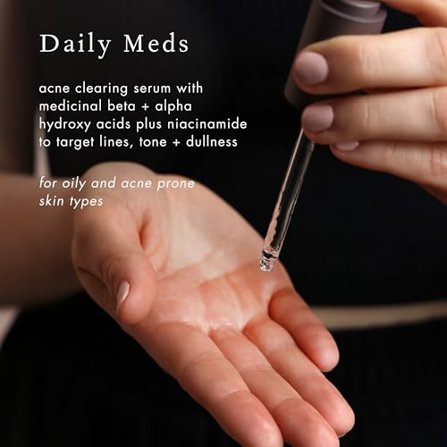 Bioelements Daily Meds - 1 fl oz - Acne Clearing Serum with Medicinal Beta + Alpha Hydroxy Acids and Niacinamide to Target Lines, Tone + Dullness - Vegan, Gluten Free - Never Tested on Animals