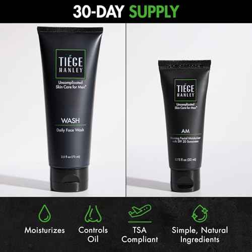 Tiege Hanley Basic Skin Care Set for Men, Hydrating Face Wash & Daily Face Moisturizer With SPF 20 Sunscreen, Basic Facial Kit for Men, Gentle on Sensitive Skin, Men¡¯s Skincare, 2 Piece Kit