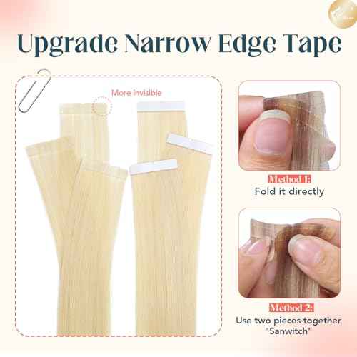 XDhair Blonde Tape in Hair Extensions Human Hair 50g Light Blonde Remy Human Hair Extensions Silky Straight for Women 20 Pieces 20 Inch #60
