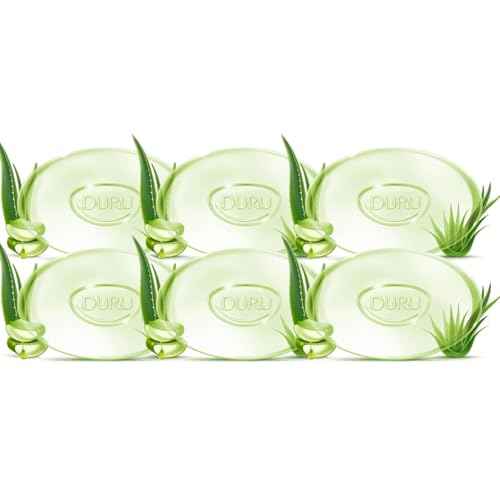 Duru Aloe Vera Glycerin Bar Soap Cleansing Bar Moisturizing Sensitive Skin - Vegan Transparent Paraben Free Alcohol Free Silicone Free Phthalete Free Gluten Free Body Wash - Pack of 6